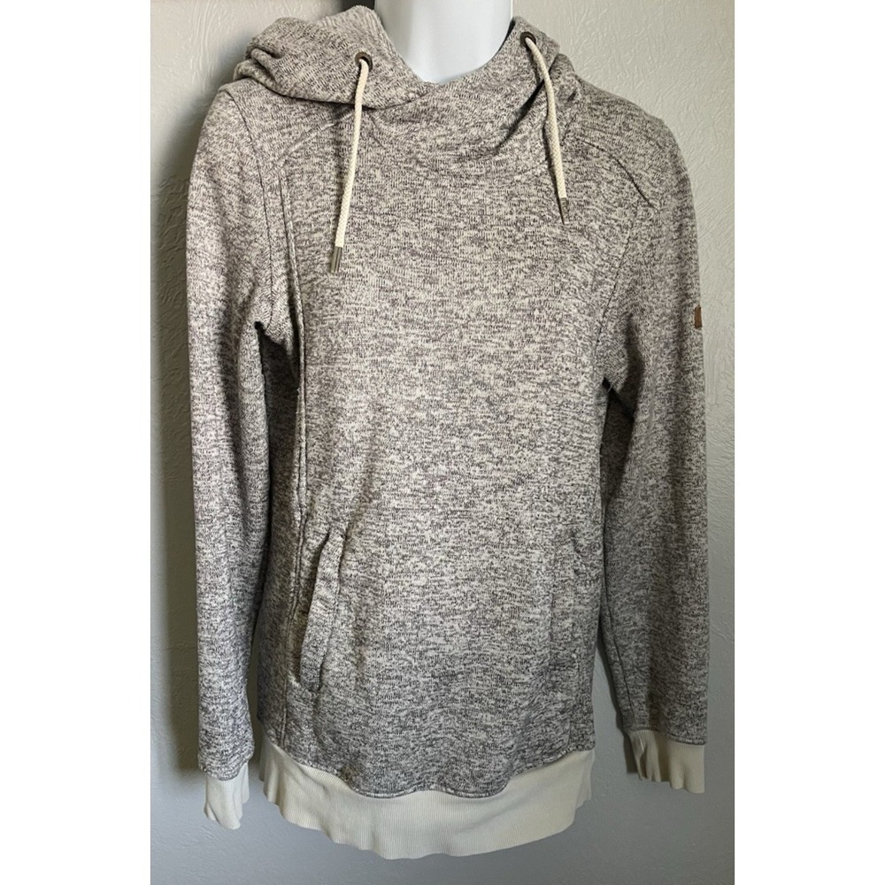 Roxy Hooded Sweater Heather Gray Pullover Womens Size Medium Front Pocket